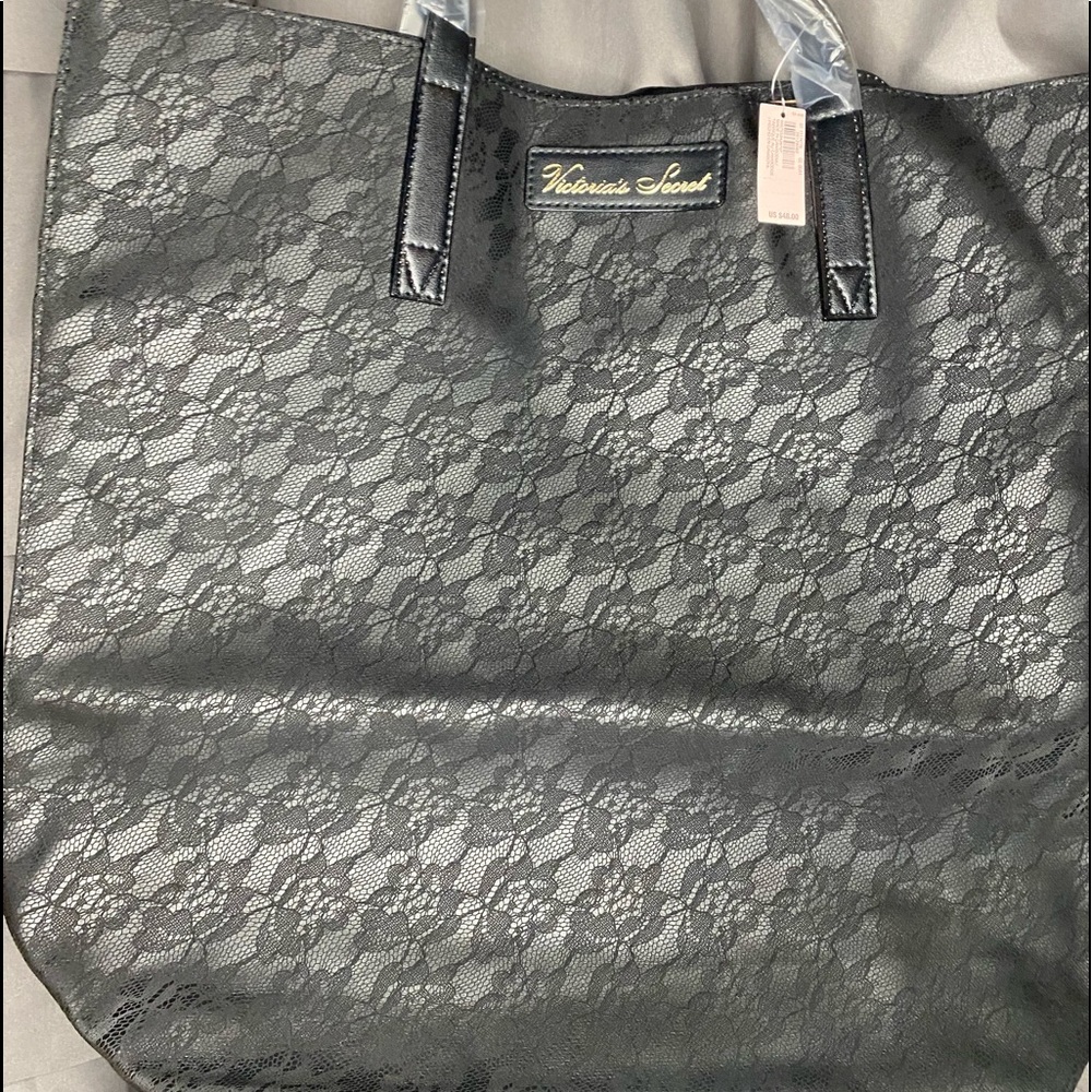 Victoria’s Secret black leather tote bag